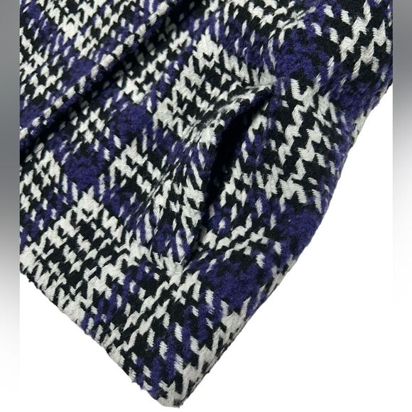 Tribal Wool Blend Coat Purple White Plaid Houndstooth Patterned Winter Jacket - Picture 3 of 10